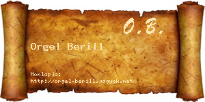 Orgel Berill névjegykártya